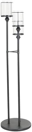Deco 79 Metal Floor Hurricane Lamp with 3 Posts and Round Base