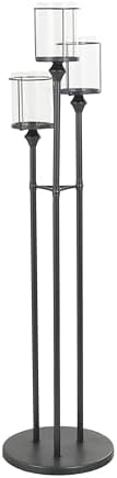 Deco 79 Metal Floor Hurricane Lamp with 3 Posts and Round Base