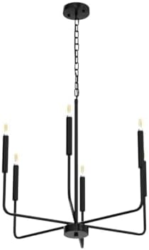 Black Farmhouse 6-Lights Chandelier for Dining Room