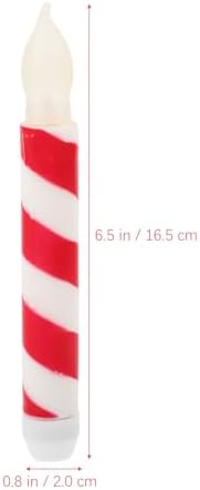 UPKOCH 6pcs Flameless Taper Candles Red White Striped LED Battery Operated