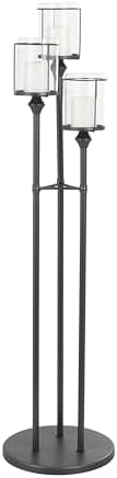 Deco 79 Metal Floor Hurricane Lamp with 3 Posts and Round Base