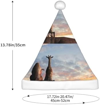 Elephant Giraffe Mountain Top Sunset Santa Hat for Kids