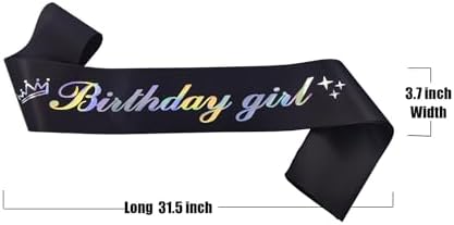 Sparkling Black Satin Glitter Sash for Birthday Celebrations