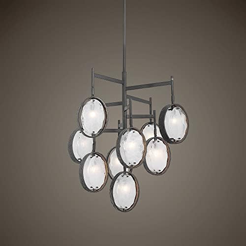 Uttermost Maxin 9-Light Transitional Iron and Glass Chandelier Dark Bronze