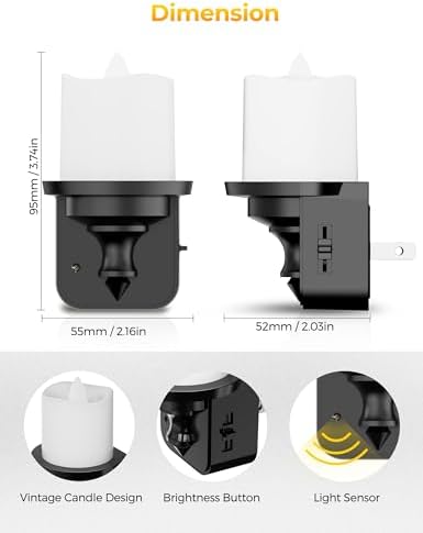 Briignite Flameless Candle Night Lights 2 Pack LED