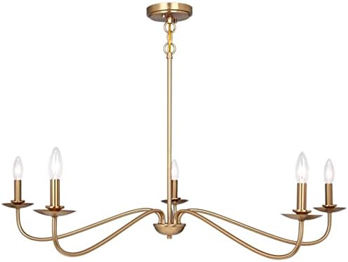 Modern Gold Chandelier with 5 Lights Adjustable Height
