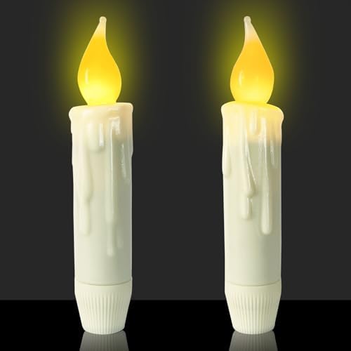 Real Wax Flameless Taper Candles with Timer Set of 2
