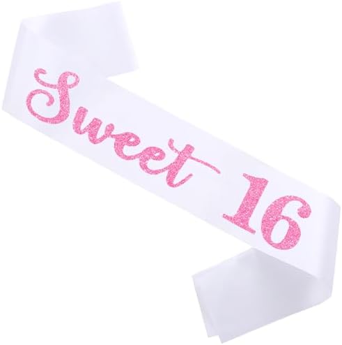 Sweet 16 Birthday Sash with Pink Glitter Letters