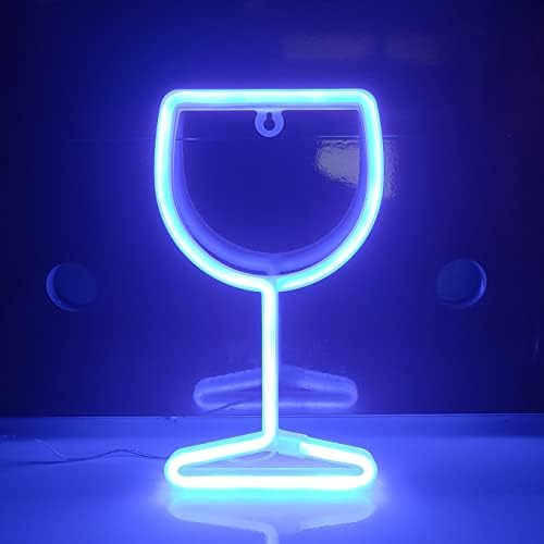 JYWJ Blue Neon Wine Glass Light Sign USB Powered