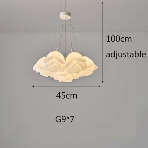 Milk Flower Chandelier with 3 Color Dimming Light