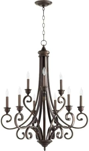 Quorum 6054-9-86 Nine Light Chandelier in Bronze Finish