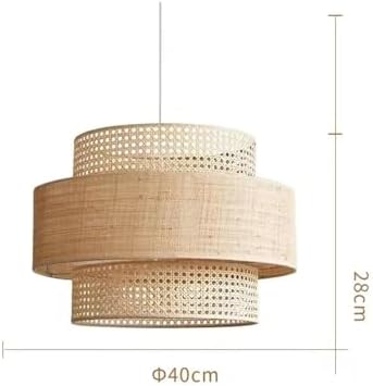Nordic Chandelier Retro Woven Rattan Pendant Light D40cm
