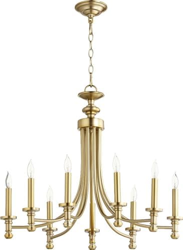 Quorum 6022-9-80 Nine Light Brass Chandelier