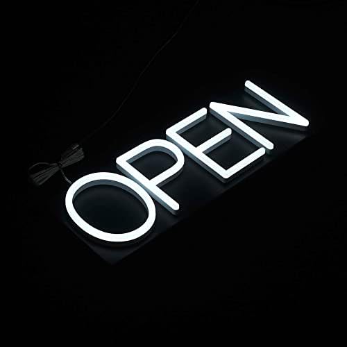 HiNeon White Neon Open Sign 20x7 LED Light with Remote
