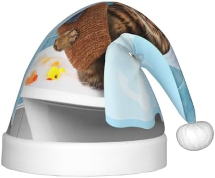 Funny Cat Bath Santa Hat for Kids Baby Christmas Hats