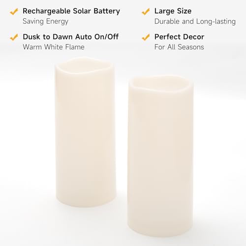 NURADA Large Solar Candles Waterproof Set of 2