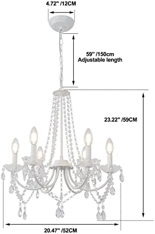 6-Light French Country Crystal Chandelier for Dining Room and Bedroom