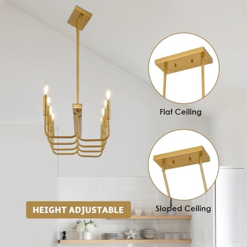 Niloah 8 Light Brushed Gold Chandelier Modern