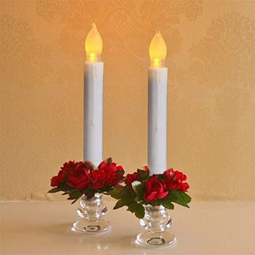 Set of 24 Flameless LED Taper Candles with Warm Yellow Flickering Light