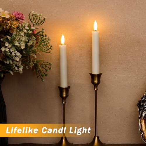 AFINETH 64 Inch Flameless Taper Candles with Remote Control 6 Pack