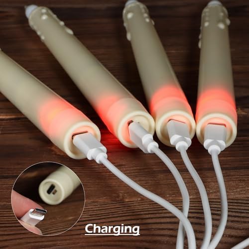 FREEPOWER 6PCS Rechargeable LED Flameless Taper Candles with Remote Timer
