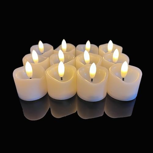 12 Pack Flameless Votive Candles with LED Tea Lights Warm White Battery Operated