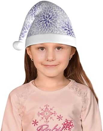 Salelf Lilac Flowers Santa Hat for Kids Christmas Plush Hat