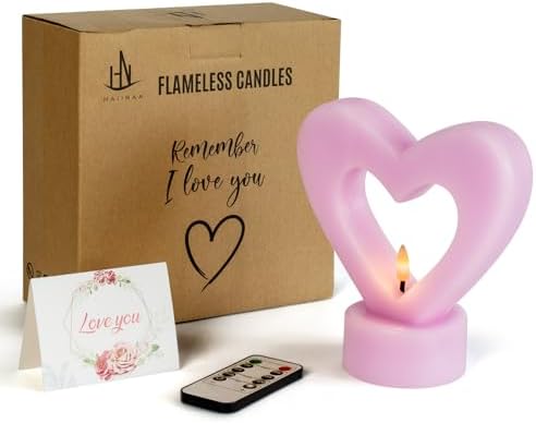 Pink Heart Shape LED Candle with Remote Control