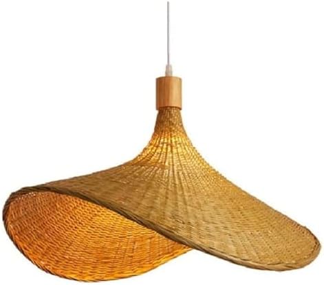 KADELONG Rattan Chandelier Pendant Light Wicker Retro E26 E27 Ceiling Lampshade