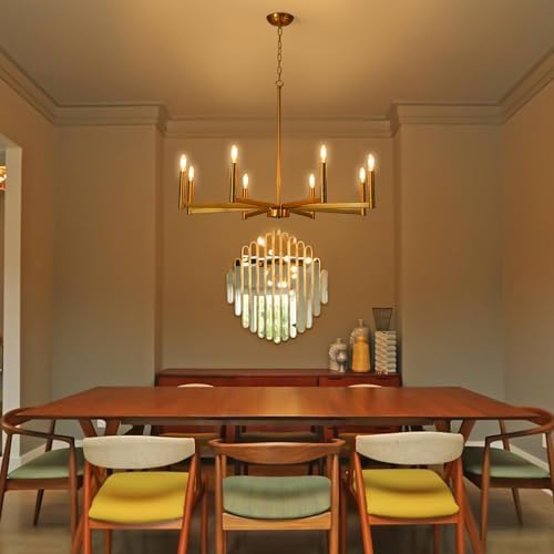 Zicbol 8-Light Gold Chandelier Dining Room Light Fixture