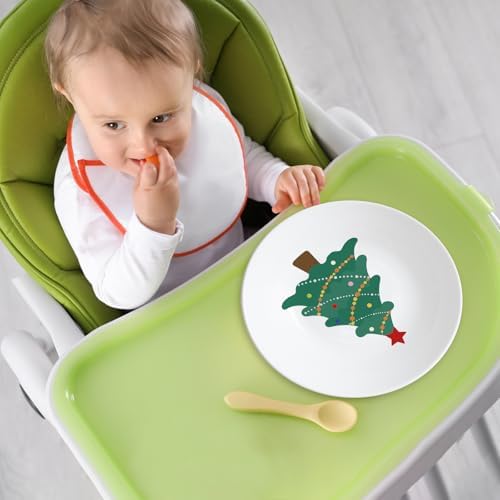 4 Piece 10 Inch Christmas Tree Melamine Plates Set Reusable Dishware