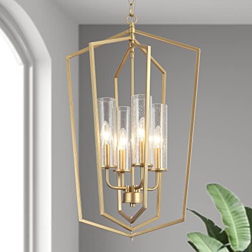 ZEVNI Gold 4-Light Chandelier Pendant Light