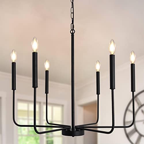 LASENCHOO 6 Light Black Chandelier Dining Room Ceiling Light Fixture