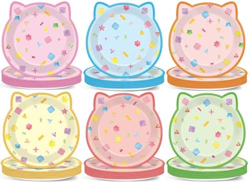 48Pcs Cat Shaped Party Plates Birthday Decoration Set