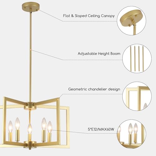Modern 5 Light Gold Chandeliers for Dining Room