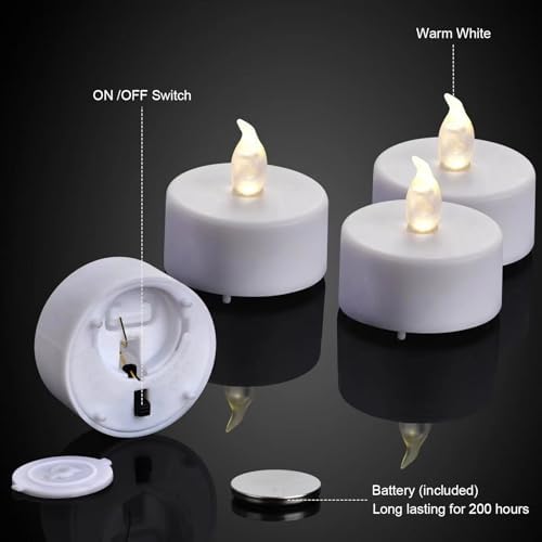 PILLOBOX Flameless Tea Lights 24 Pack LED Candles