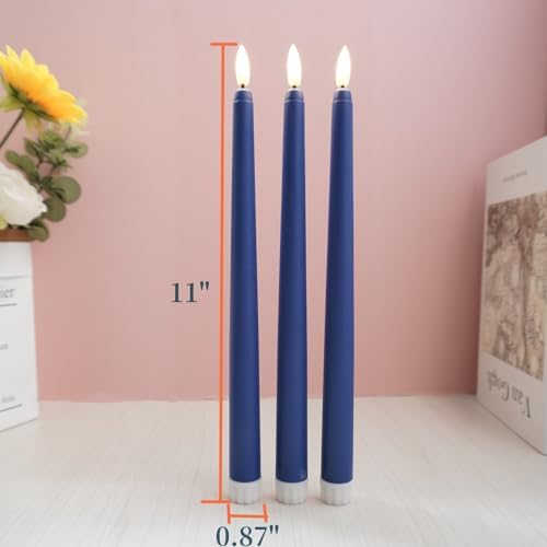 Navy Blue Flameless Taper Candles with Remote Control Set of 4