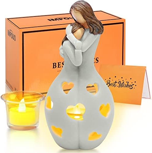 Impouo Heart Shaped Flameless Candle Holder Set