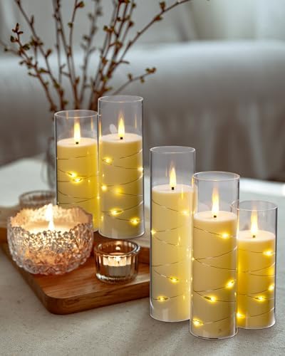 Da by Flameless Candles with Star String LED Light Set of 5