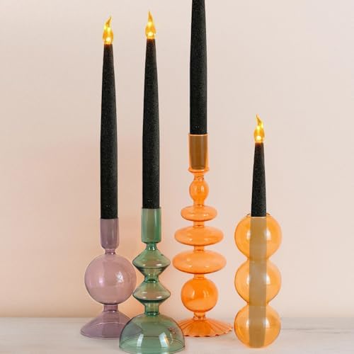 FURORA LIGHTING Black Glittery LED Taper Candles Pack of 2