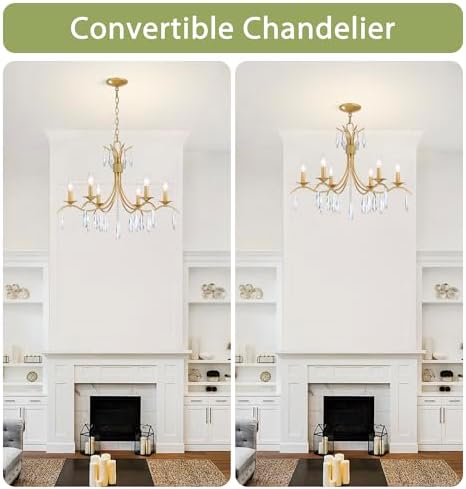 Modern Gold 6-Light Crystal Chandelier for Living Room