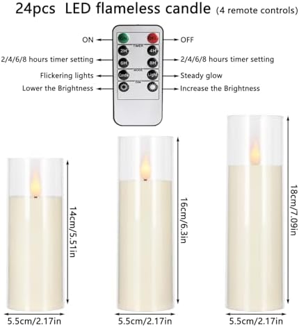 24 Pack LED Flameless Candles Set with 4 Remotes