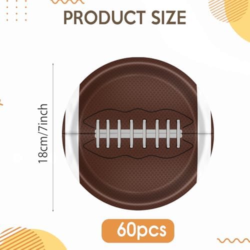 Football Party Supplies Kit 60Pcs 7Inch Paper Plates