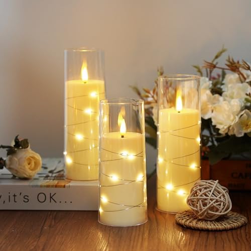 Set of 7 Flameless Candles with Star String and Remote Control