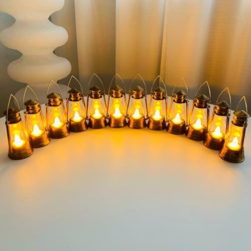 12 Pack Mini Lantern with 4 Inch Flickering LED Candle