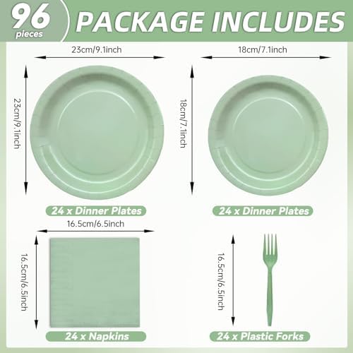 Gistome 96 Piece Sage Green Tableware Set for 24 Guests