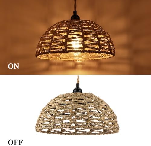 1161in Rattan Chandelier Boho Style Ceiling Light Fixture