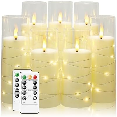 Set of 7 Flameless Candles with Star String and Remote Control