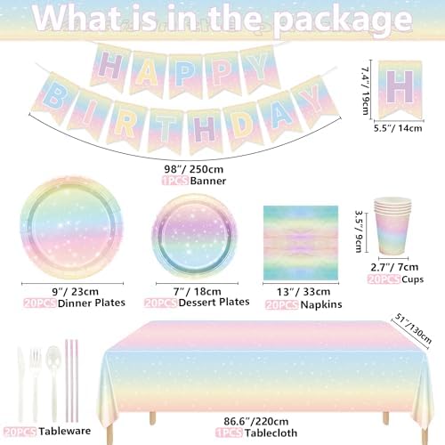 Pastel Rainbow Birthday Party Set for 20 Guests