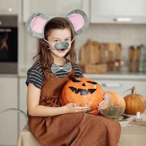 4-Piece Mouse Costume Headband Nose Bow Tie and Tail Set